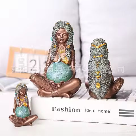 Gaia Goddess Statue Mother Earth Art Figurine Earth Mother Goddess Resin Art Statue Home Garden Deco