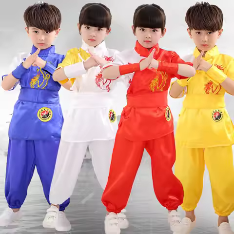 kid Chinese traditional Wushu Costume clothing boys girls KungFu Suit Tai Chi Martial Art Uniform ou