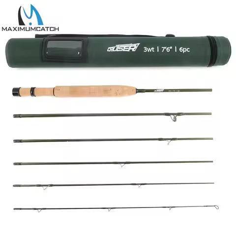 MAXIMUMCATCH 7-8ft 2-4WT Cruiser Ultralight Travel Fly Rod IM10 Carbon 6pcs Backpacking Fly Fishing 