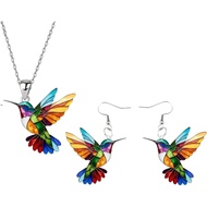 Colorful Hummingbird Necklace, 2D Hummingbird Necklace, Bird Necklace, Hummingbird Necklaces For Wom