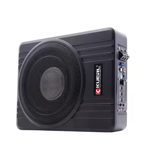 12V High Power Active Subwoofer with Built-in Amplifier, 10" 8'' Slim Under-Seat Active Powered Car