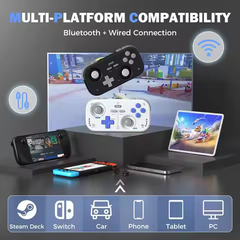 Retro Pocket Wireless Game Controller for Switch 2 / Steam Deck– Compact Gamepad with Hall Effect Jo