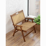 Rattan Household Bamboo Folding Chair Outdoor Backrest Chair Portable Leisure Rattan Chair Balcony N