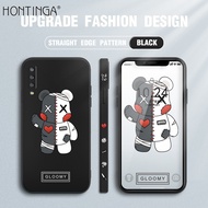 Hontinga เคสโทรศัพท์สำหรับ Samsung Galaxy A7 2018เคสสี่เหลี่ยมลายการ์ตูนหมีน่ารักขอบซิลิโคนนิ่มทรงสี่เหลี่ยมเคสยางเต็มฝาปิดกล้องเคสป้องกันด้านหลังสำหรับเด็กผู้หญิง