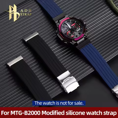 Modified Concave Silicone Watch Strap For Casio G-shock MTG-B2000 Men's Watchband Waterproof Black B