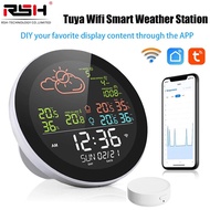 RSH Berfungsi Penuh Termometer WiFi Pintar Cuaca Stesen Cuaca Radio Dalaman dan Luaran Suhu dan Kele