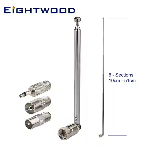 Eightwood FM Radio Antenna Replacement 51cm 7-Sections Telescopic for Yamaha Onkyo Denon Pioneer Mar