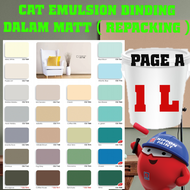 SINAR 1 Liter Wall Matt Emulsion Paint/Indoor Wall Ceiling Paint/Cat Dinding Air Kapur Murah Pelaka Dalam Rumah Tidak Kilat Refill Repacking