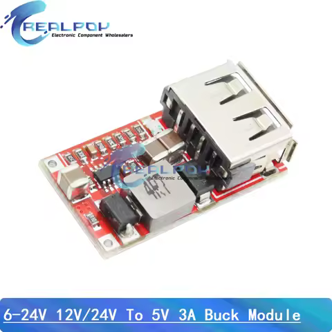 Fine 6-24V 12V/24V to 5V 3A CAR USB Charger Module DC Buck step down Converter 12v 5v power supply m