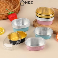 H&Z 10Pcs Aluminum Foil Cake Container Cupcakes Pans Liners With Lids Heat-Resistant Foil Baking Cup