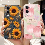 For Vivo Y04 Y19e 2025 Beautiful Tulip Sunflower Butterfly Casing Vivo Y04 Y19e Soft Silicone Jelly 