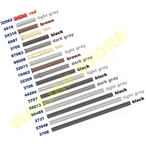 18x10pcs 180 pcs Technical Building Blocks Cross Axle Parts MOC Accessories Compatible 32062 4519 37