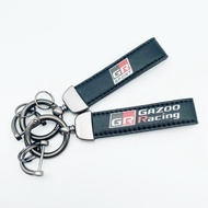 Leather Car Keychain Key Rings For Toyota GR Sport Gazoo Racing Supra Yaris 86 Corolla RAV4 Avensis Prado Prius Auto Accessories