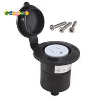 15 Amp Flanged Shore Power Outlet 125 Volt NEMA 5-15R Receptacle, 2 Pole 3 Wire Socket for Straight 