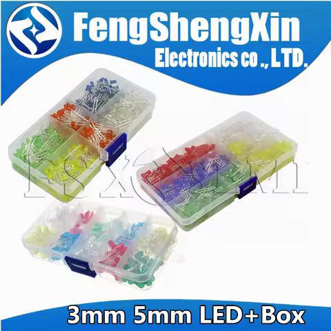 F3 F5 3MM 5MM Led Kit With Box Mixed Color Red Green Yellow Blue White Light Emitting Diode Assortme