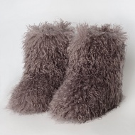 Imitation Beach Wool y2k Winter Boots Ladies Winter Mid-Tube Boots Imitation Fur Fur Snow Boots Euro