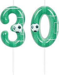 Green Soccer 30th Birthday Candles Number 30 Candle Cake Topper Green Soccer Party Decorations Happy