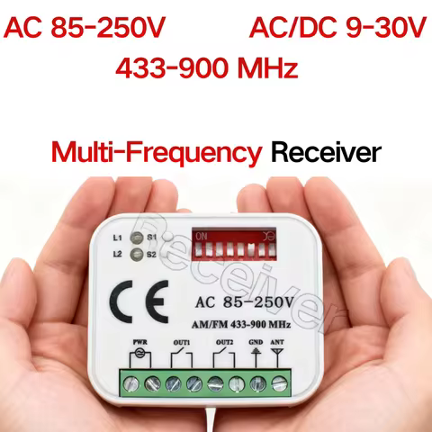 433-900MHz Multi-frequency Receiver Switch Controller AC/DC 9-30V AC85-250V For Multi-Brand Garage D