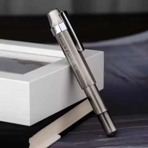 MAJOHN DELIKE Fountain Pen All Copper Vintage Travel Short Pens EF/F/Bent Nib Aluminum Alloy Office 