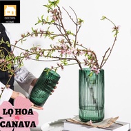 Canava vertical striped glass vase, cylindrical glass flower vase