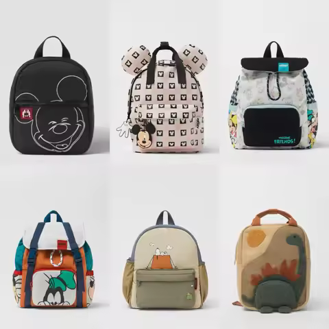 Brand Child Schoolbags Lovely Cartoon Two-shoulder Bags Baby Boys Simple All-match Backpacks Mickey