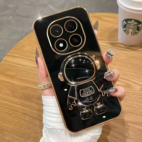Note14pro Astronaut Holder Plating Case On For Xiaomi Redmi Note 14 Pro Plus 13 12 14pro 4g 5g Silic