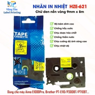 Printed Label HZe-621 / TZe / AZe Size 9mm x 8m – Black Letters on Yellow Background I Vung Tau Expr