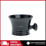Edwin Jagger Black Porcelain Shaving Bowl With Handle-SGPOMADES
