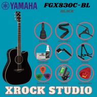 Yamaha FGX830C Dreadnought Cutaway Acoustic-Electric Guitar - Natural / Black ( FGX-830C-BK / FGX830