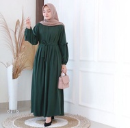 AGNES Baju Gamis DRESS Wanita Brukat Busana Muslim Lebaran Pesta POLOS