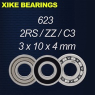 XIKE 623-2RS/ZZ/Open/C3 - Size 3x10x4mm High Quality Deep Groove Ball Bearings 623-2RS/623ZZ/623/623
