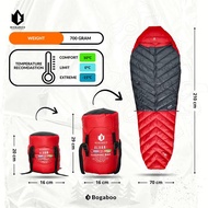 BOGABOO ALVAN SLEEPING BAG GOOSE DOWN FP 850 KANTONG TIDUR CAMPING BULANG BULU ANGSA HANGAT TEBAL SN