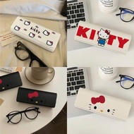 (HK1) Hello Kitty PU Leather Glasses Box, Plastic Box for Sunglasses, Eyeglasses with Pocket Protect