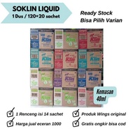 Ready 1 Dus Soklin Liquid Jumbo 40Ml Detergen Cair Rencengan - Isi (120+20 Sachet) So Klin Renceng