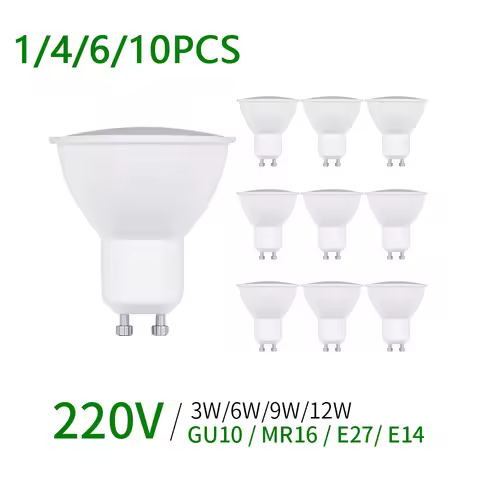 1/4/6/10pcs LED Spotlight GU10 GU5.3 MR16 E27 E14 220V High Lumen 3000K/4000K/6000K gu10 led Lamp Fo