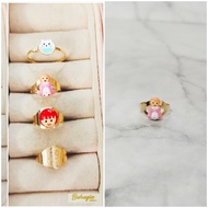 Cincin anak gambar orang cat pink&amp;putih emas kadar 700