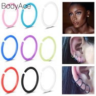 Bodyace 1 PC 18G/20G Nose Ring Acrylic Hoop Earring Purple Circle Earring Snug Ear Stud Lobe Ear Pie