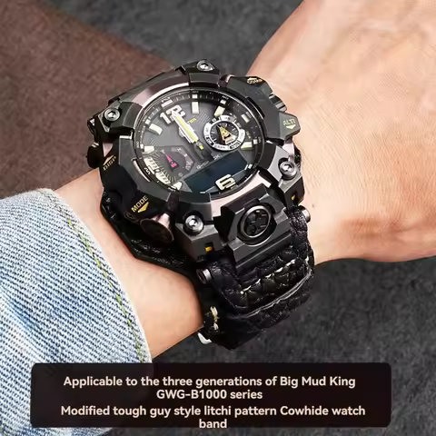 Modified Retro cowhide strap For Casio G-SHOCK Mudmaster GWG-B1000 The Third Generation Vintage Watc