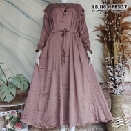 Gamis Muslim Dewasa Polos - Gamis Busui Bahan Polo Linen Rempel Bahu