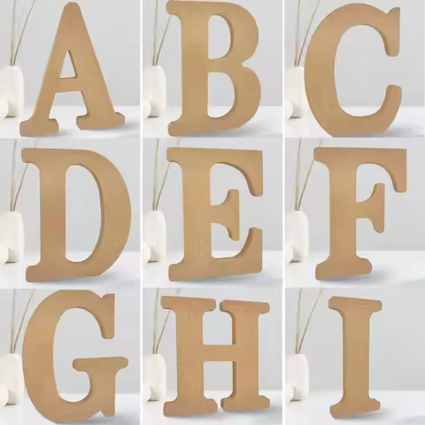 8 Inch Designable Wood Letters, Unfinished Wood Letters for Wall Decor Decorative Standing Letters S