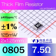 7.5R 0805 ±1% 125mW SMD Thick Film Resistor 7.5R 7R50 SCR0805F7R5 VO