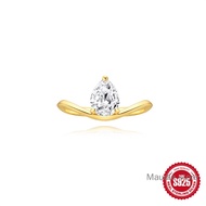 MZ2 1.25ct 6*8mm Real Moissanite Diamond Ring Pass Diamond Test Women Gold Color Drop Shape Wedding 