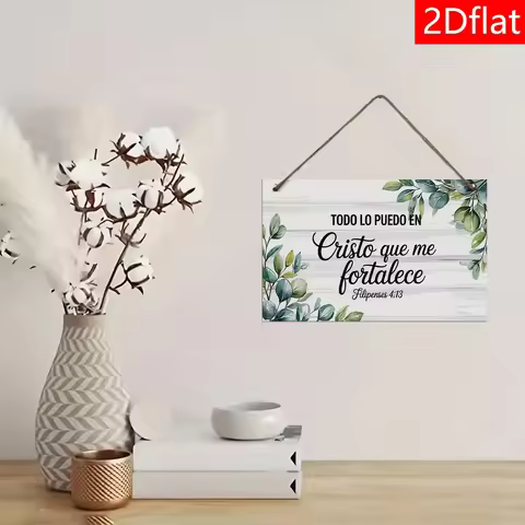2D Plane, 1-piece Spanish Bible Verse Wooden Wall Decor - Philippians 4:13 Inspired Scripture Sign,B