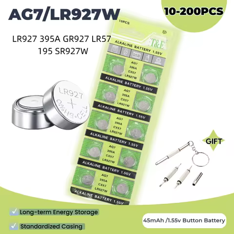 10 -200pcs 1.55V LR927 AG7 195 LR57 395A SR927 399 Button Batteries For Watch Toys Remote SR927SW Ce