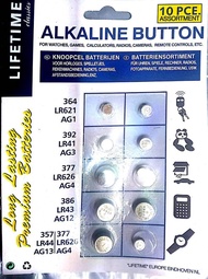 (10 Pieces Alkaline Button Cell Battery Ag1/Lr621/364/Ag3/Lr41/392/Ag4/Lr626/377/Ag12/Lr43/386/Ag13/