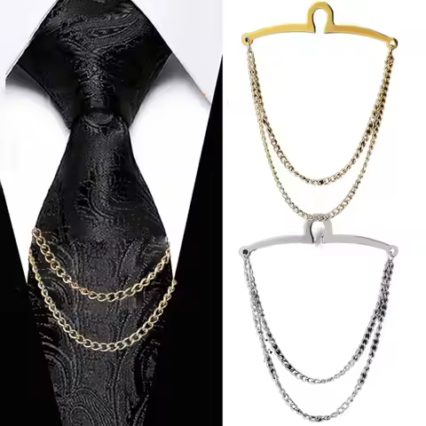 Vintage Men Tie Clip Shirt Chain Buckle U-Shaped Tie Clips Chain Jewelry Business Banquet Wedding Fo