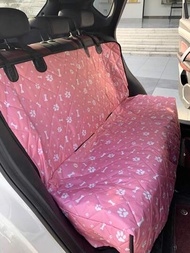 1入粉紅色牛津布印花寵物後座汽車座椅套,防污耐磨,適用於汽車中的寵物戶外活動