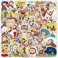 60 Pcs Curious Monkey Stickers Cartoon George Waterproof Stickers for Water Bottle Laptop Phone Case