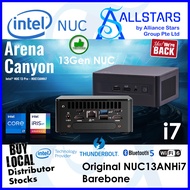 (ALLSTARS : Intel NUC 13Gen PROMO) Intel NUC13ANHi7 / NUC13ANHi7000 NUC Mini PC Barebone ( Intel® Core i7 1360P, 2x HDMI 2.1, 2x DP 1.4a via Type C, 3x USB 3.2 Type-A, 1x USB 2.0, 1x 3.5mm Audio Jack, Intel® Wi-Fi 6E AX211 + Bluetooth 5.3,1x 2.5Gb LAN) 3y