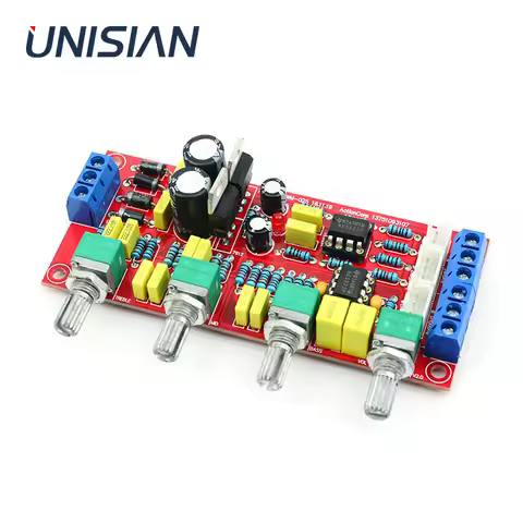 UNISIAN NE5532 OP-AMP Preamplifier Board With Bass Treble Volume Tone Control Board For Amplifiers D